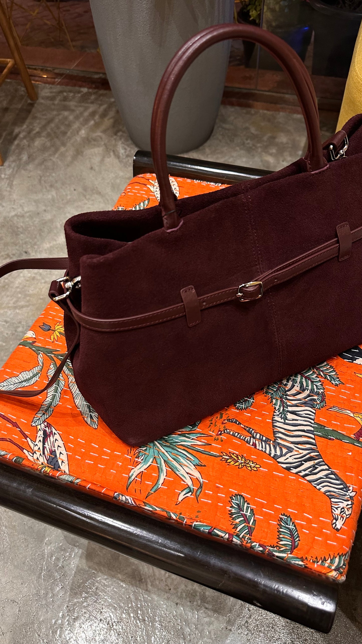 Burgandy suede